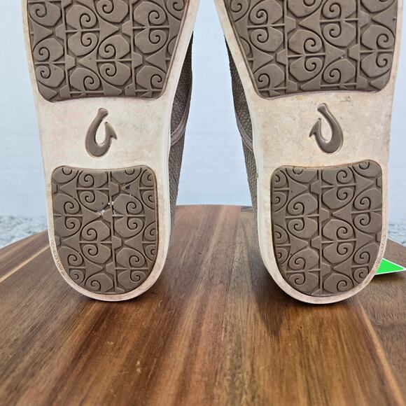 Olukai Pehuea Leather Clay Honu Snake Print Casual Slip On Sneakers Womens 7 - Picture 9 of 11